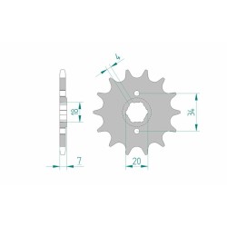Piñón AFAM acero estándar 20203 - Paso 520