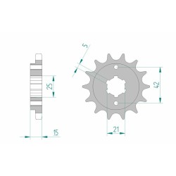 Piñón AFAM acero estándar 52500 - Paso 530