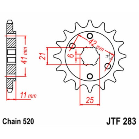 Piñón JT SPROCKETS acero estándar 283 - Paso 520