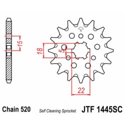 Piñón JT SPROCKETS acero autolimpiable 1445 - Paso 520 2