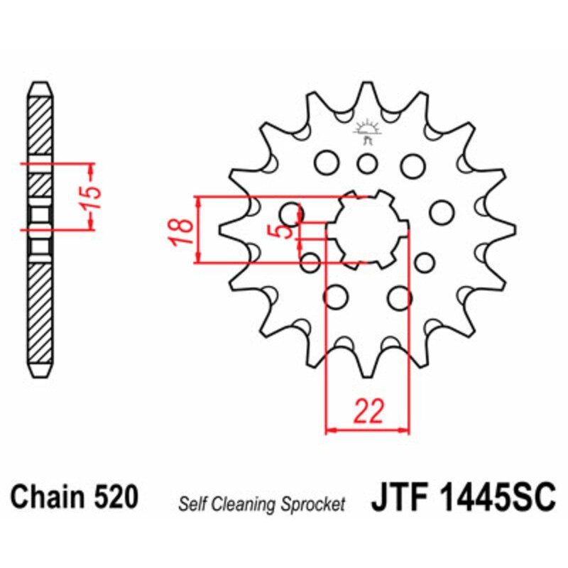 Piñón JT SPROCKETS acero autolimpiable 1445 - Paso 520