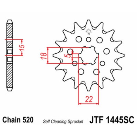 Piñón JT SPROCKETS acero autolimpiable 1445 - Paso 520