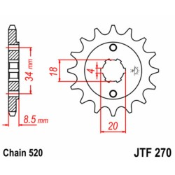 Piñón JT SPROCKETS acero estándar 270 - Paso 520 2
