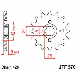 Piñón JT SPROCKETS acero estándar 576 - Paso 428 2