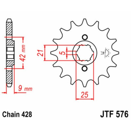 Piñón JT SPROCKETS acero estándar 576 - Paso 428