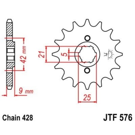 Piñon JT 576 de acero con 17 dientes