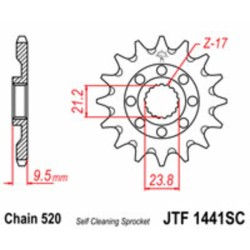 Piñón JT SPROCKETS acero autolimpiable 1441 - Paso 520 2