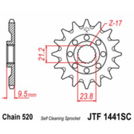 Piñón JT SPROCKETS acero autolimpiable 1441 - Paso 520