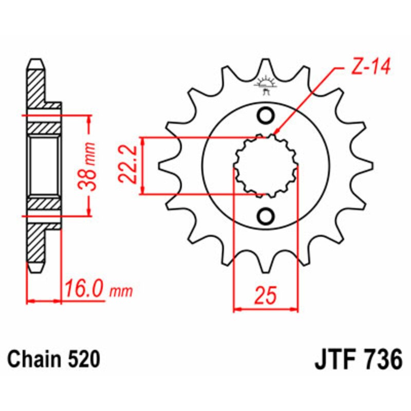 Piñón JT SPROCKETS acero estándar 736 - Paso 520
