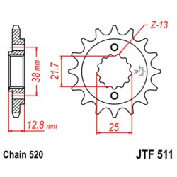 Piñón JT SPROCKETS acero estándar 511 - Paso 520 2