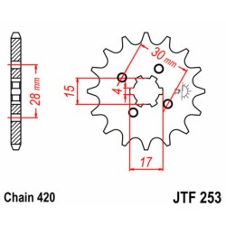 Piñón JT SPROCKETS acero estándar 253 - Paso 420 2
