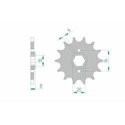 Piñón AFAM acero estándar 20306 - Paso 520