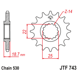Piñón con goma anti-ruido JT SPROCKETS acero - 743 - 530