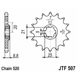 Piñón JT SPROCKETS acero estándar 507 - Paso 520 2
