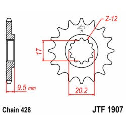 Piñón JT SPROCKETS acero estándar 1907 - Paso 428 2