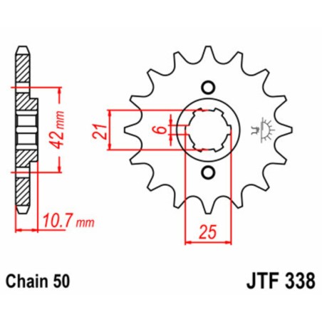 Piñón JT SPROCKETS acero estándar 338 - Paso 530