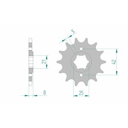 Piñón AFAM acero estándar 21502 - Paso 520