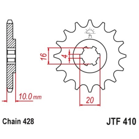 Piñón JT SPROCKETS acero estándar 410 - Paso 428