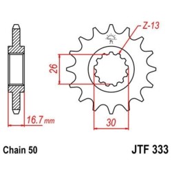 Piñón con goma anti-ruido JT SPROCKETS acero 333 - 530