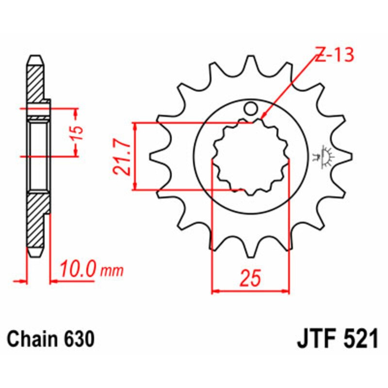 Piñón JT SPROCKETS acero estándar 521 - Paso 630