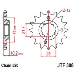 Piñón con goma anti-ruido JT SPROCKETS acero 308 - 520
