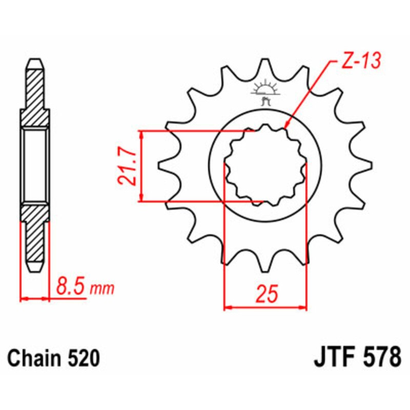 Piñón JT SPROCKETS acero estándar 578 - Paso 520