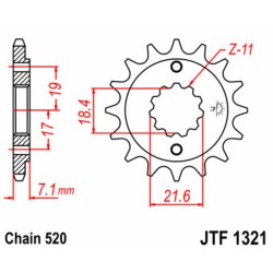 Piñón JT SPROCKETS acero estándar 1321 - Paso 520 2