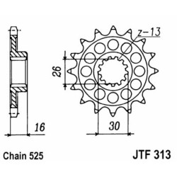 Piñón JT SPROCKETS acero estándar 313 - Paso 525 2