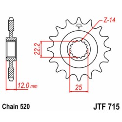 Piñón JT SPROCKETS acero estándar 715 - Paso 520 2