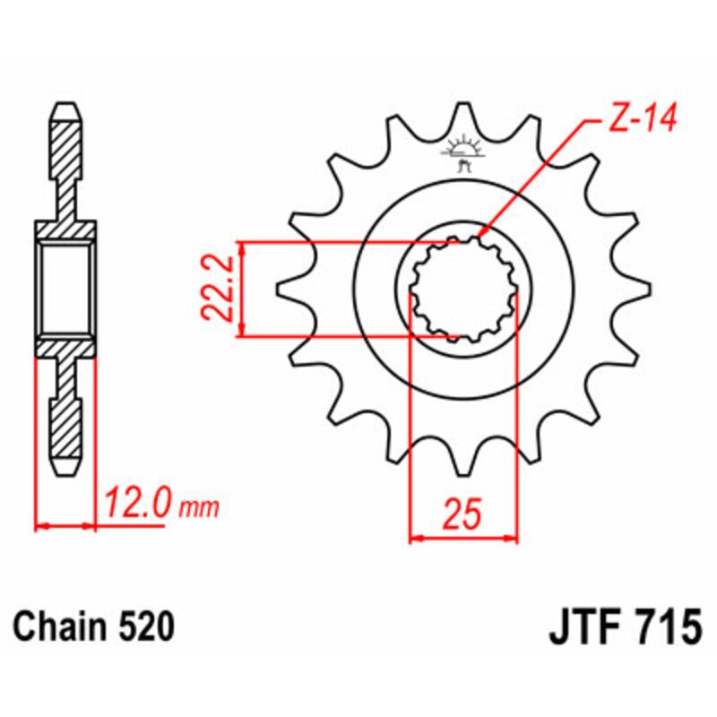 Piñón JT SPROCKETS acero estándar 715 - Paso 520