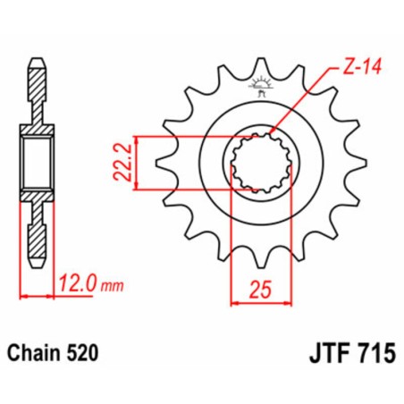 Piñón JT SPROCKETS acero estándar 715 - Paso 520