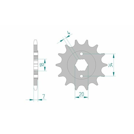 Piñón AFAM acero estándar 20202 - Paso 520