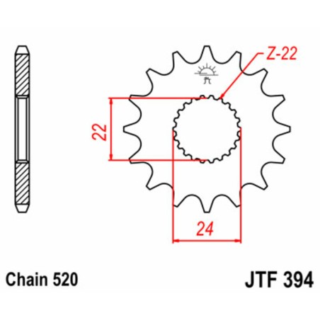 Piñón JT SPROCKETS acero estándar 394 - Paso 520