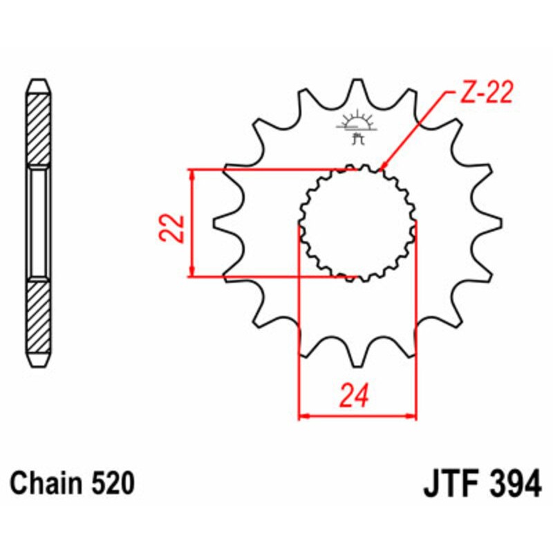 Piñón JT SPROCKETS acero estándar 394 - Paso 520
