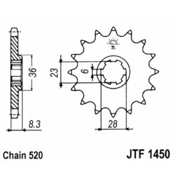 Piñón JT SPROCKETS acero estándar 1450 - Paso 520 2
