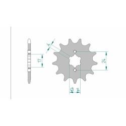 Piñón AFAM acero estándar 49102 - Paso 420