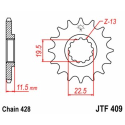 Piñón JT SPROCKETS acero estándar 409 - Paso 428 2