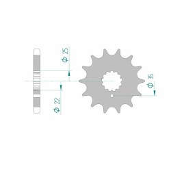 Piñón AFAM acero estándar 33600 - Paso 630