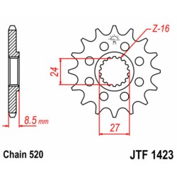 Piñón JT SPROCKETS acero estándar 1423 - Paso 520 2