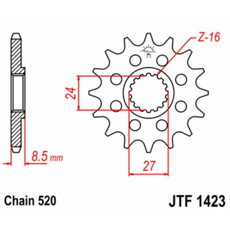 Piñón JT SPROCKETS acero estándar 1423 - Paso 520