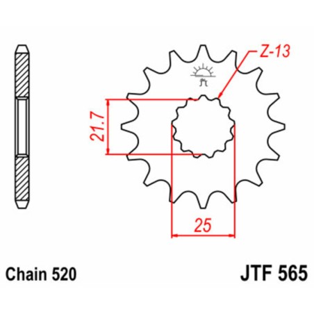 Piñón JT SPROCKETS acero estándar 565 - Paso 520