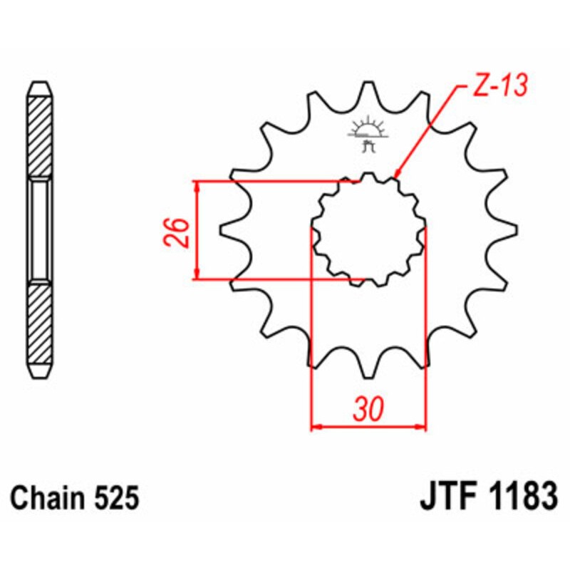 Piñón JT SPROCKETS acero estándar 1183 - Paso 525