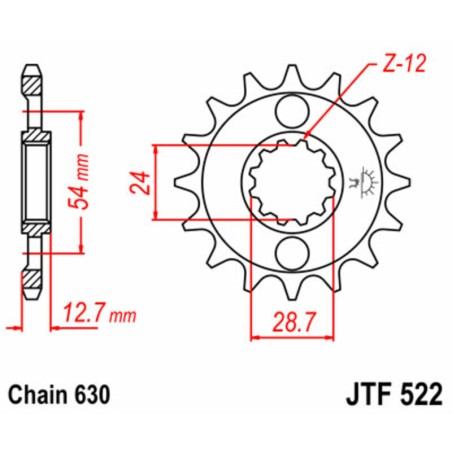 Piñón JT SPROCKETS acero estándar 522 - Paso 630