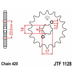 Piñón JT SPROCKETS acero estándar 1128 - Paso 420 2