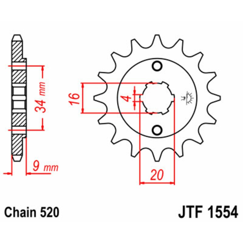 Piñón JT SPROCKETS acero estándar 1554 - Paso 520