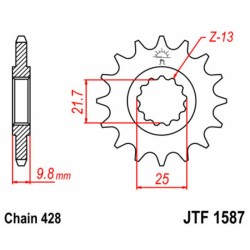 Piñón JT SPROCKETS acero estándar 1587 - Paso 428 2