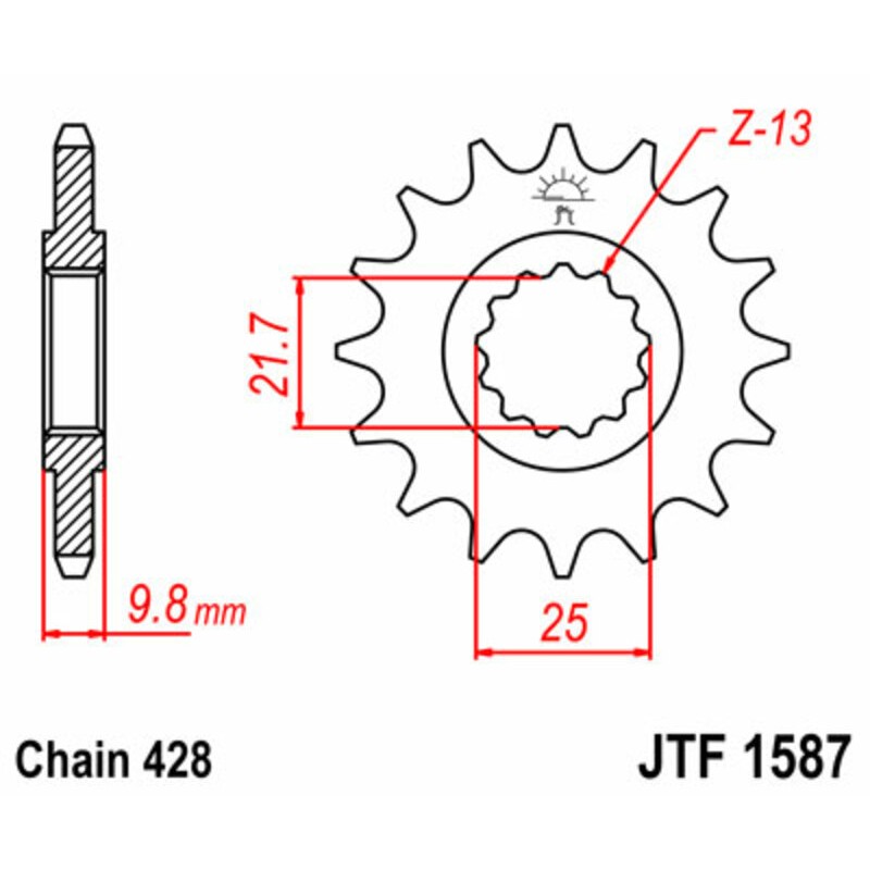 Piñón JT SPROCKETS acero estándar 1587 - Paso 428