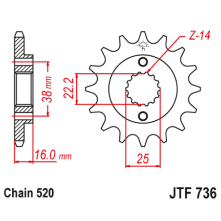 Piñón con goma anti-ruido JT SPROCKETS acero - 736 - 520