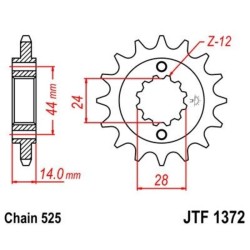 Piñón con goma anti-ruido JT SPROCKETS acero 1372 - 525