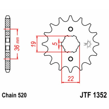 Piñón JT SPROCKETS acero estándar 1352 - Paso 520